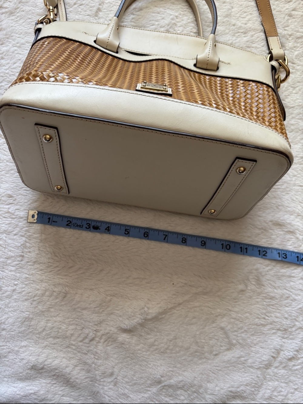 Dooney and Bourke Women’s Two-Tone Woven Satchel - Cream & Tan- great for Spring - Picture 3 of 13